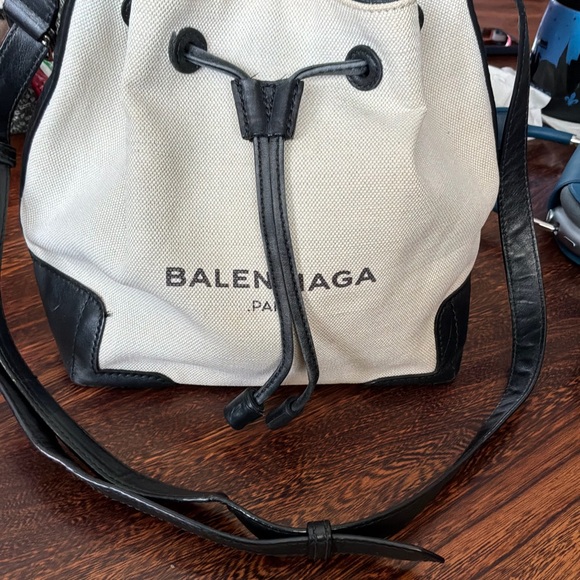 Balenciaga Handbags - Balenciaga Canvas & Leather Drawstring Bucket Bag with Pouch – Preloved